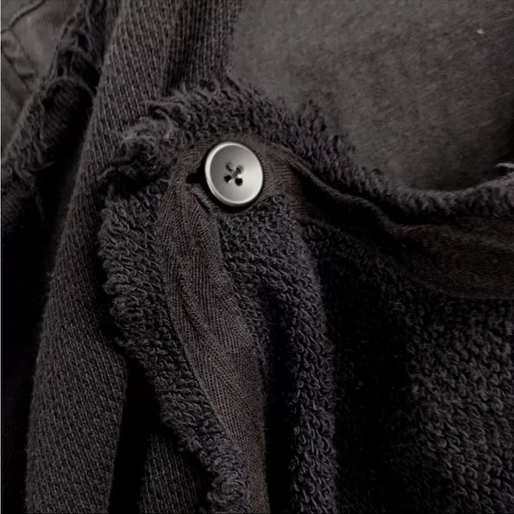 Free People Drape Front Coated Motorcycle Biker Jacket Black Women’s size 4 - Picture 15 of 16